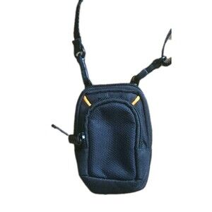 Padded Camera Case Adjustable Shoulder Strap Belt Loop Black Orange Zipped 5"x3"